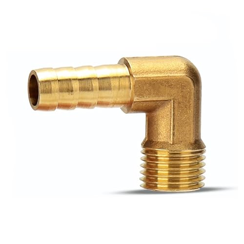 Qinlu-Brass Connector Hose Fitting 6 8 10 12 16mm To 1/4 1/8 1/2 3/8 Male Thread Coupling For Hose Brass Barb Fitting Elbow Connector Joint Adapter, corrosion resistance(6mm Barb,3/8