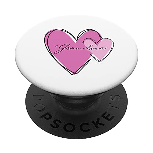 Grandma Double Heart PopSockets Swappable PopGrip, Black
