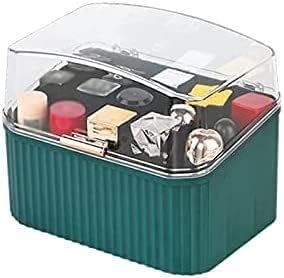 JYYBN Makeup Organizer Rack Lipstick Storage Box Desktop Light Luxury Cosmetic Box with Lid Multi Cell Finishing Lip Glaze Lipstick Holder Makeup Display Shelf Color Green