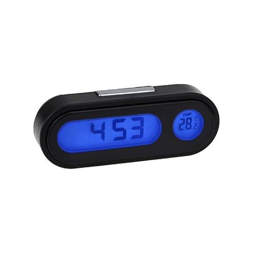 Ziyan Auto Mini Uhr Thermometer 2in1 LED Leuchtend Digitalanzeige Digitaluhr Fahrzeug Armaturenbrett Uhr für PKW Auto LKW KFZ