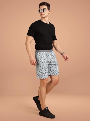 Image of BULLMER Regular Fit Cotton Blend Summer Shorts for Men - Pack of 1 | Printed Shorts for Men Onion