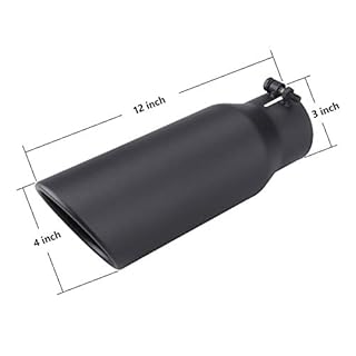LCGP 3" Inlet Black Exhaust Tip,3" x 4" x 12" Universal Bolt On Stainless Steel Diesel Exhaust Tailpipe Tip