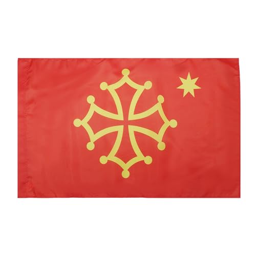 AZ FLAG - Drapeau Occitanie avec étoile - 150x90 cm - Drapeau Occitan - France 100% Polyester Avec Fourreau et cordelette - Pavillon 110 g