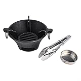 Cast Iron Charcoal Stove, Korean Cooktop and Japanese BBQ Grill for Uniform Heat Conduction, Outdoor Camping and Picnic Cooking, Integrated Molding and Thickened Base, 5.5x25.5x11.5cm(16cm)