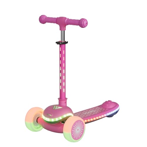 Winhope Patinete para niños, patinete de 3 ruedas para niños de 2 a 8 años con ruedas con luz LED, manillar ajustable y cubierta antideslizante ancha, patinete para niños y niñas de hasta 100 libras