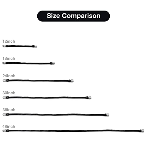 Stanbroil 1/2" OD x 3/8" ID 24" Non-Whistle Flexible Flex Gas Line Connector Kit for NG or LP Fire Pit and Fireplace