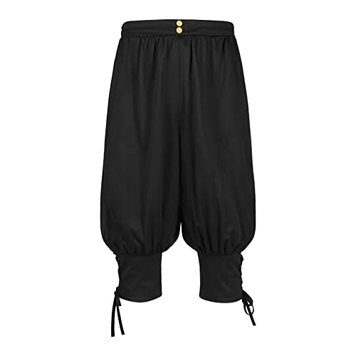 Pants for Men Vintage Solid Color Long Ankle Strap Quick Dry Reenactment Casual Trousers with Pocket