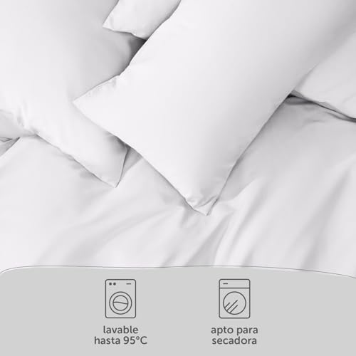 Miniatura 5 de Blumtal Juego De Funda Nordica Cama De 150 - Microfibra Juego De Funda Edredon 220 X 240 Y 2 Fundas De Almohada 70x40, Certificado Oeko-Tex, Muy Suave Y Transpirable - Blanco