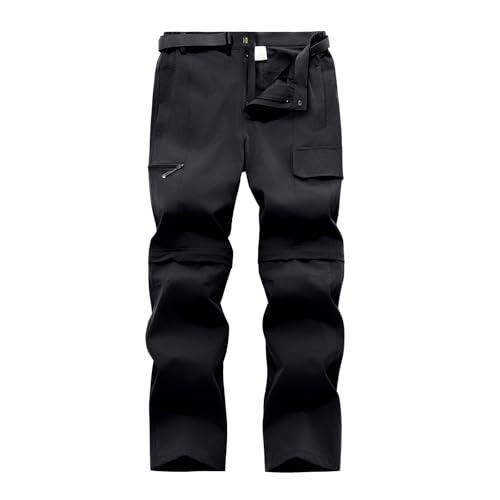 OPLERT Pantalones Outdoor Hombre, Pantalones Senderismo Desmontables, Pantalones Trabajo con Cinturón, Transpirables, Secado Rápido, Impermeables, para Verano Primavera