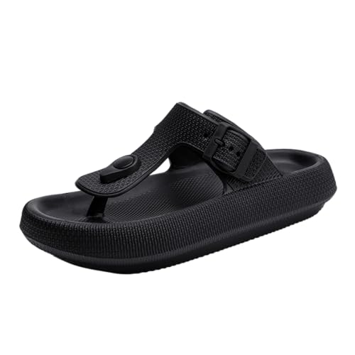 Unisex EVA Pillow Flip Flops with Adjustable Buckle, Classic T-Strap Sandals for Men & Women, Non-Slip Cushioned Sole, Lightweight Summer Slides