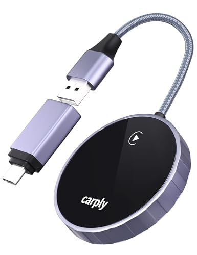 Hdiwousp Wireless Carplay Adapter, 2-in-1 Converts Wired to Wireless Car Play Adapter, Stable Signal No Latency, Plug & Play for iPhone iOS 10+ and Cars from 2015, Navigation, Music