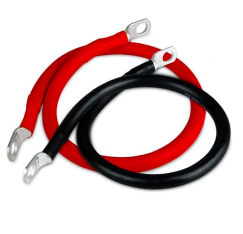 Image of 6AWG 12-Inch Power Battery Cables Wire with 3 /8 inchLugs Terminals,Pure Copper Battery Inverter Cables 6 Gauge x 12 inch (1 Black & 1 Red) for Marine Solar ATV Lawn Mower RV Car Motorcycle (12-Inch)