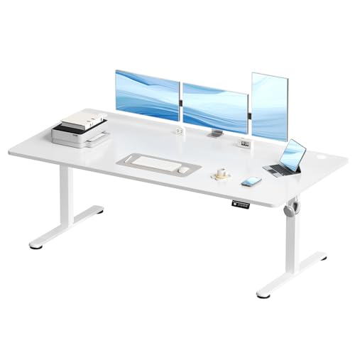 Devoko Elektrisch Höhenverstellbarer Schreibtisch 180 x 80cm, Stabiler Schreibtisch Höhenverstellbar Tisch, Steh-Sitz Bürotisch, Computertisch mit Memory-Funktion, Stehpult, Standing Desk, Weiß