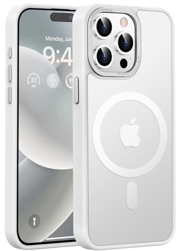 Newfuture Upgraded Magnetic for iPhone 15 Pro Max Case [Compatible with Magsafe] [Mil-Grade Protection] Pocket-Friendly Slim Translucent Phone Case Cover for iPhone 15 Pro Max 6.7 Frosted White