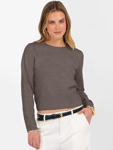 Image of ANRABESS Women's Long Sleeve Sweaters Cropped Crew Neck | Business Casual Tops,Light Weight Comfy Knit,Pullover ShortSweater,Basic Classic,Fall Fashion Winter Layer Clothes