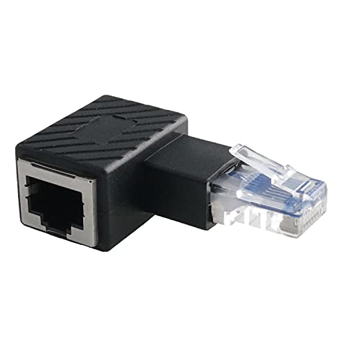 WELWIK RJ45 Male to Female Right Angle 90 Degree Adapter (Left Bend)