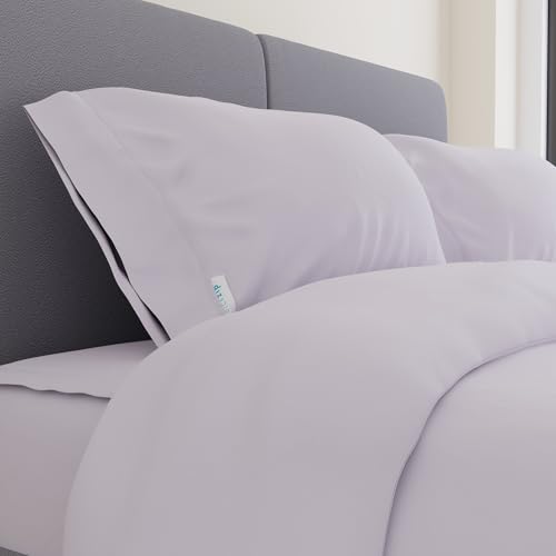 Image of QuickZip Percale Pillowcase King Size (20 inch X 39 inch), Set of 2, 100% Cotton Pillow Covers with Envelope Closure, Lavender