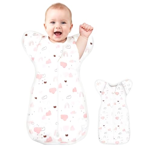 Image of SNOWIE SOFT Baby Swaddles for Newborns, Bamboo Cotton Baby Swaddle Wrap for Newborns Arms Up Infant Sleeping Blanket Zipping Sleeping Bag Newborn Sleep Sacks for Startle Reflex for Infant 0-6 Months