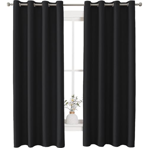 Ystyle Cortinas Opacas 2 Piezas, Cortina Efecto Lino, Cortinas Dormitorio, Cortinas Termicas Aislantes Frio Y Calor, Cortinas Salon Modernas, Cortina Acustica, 140x240 cm, Negro