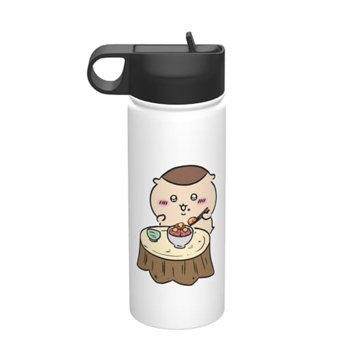 ステンレスカップ ちいかわ くりまんじゅう コーヒーカップ 車用 タンブラー かわいい 大容量 保温 保冷 真空断熱 蓋付き 水筒 ウォーターボトル 取っ手付き 持ち運びやすい スポーツ アウトドア オフィス 家庭用 車用 男女兼用 誕生日プレゼント 50