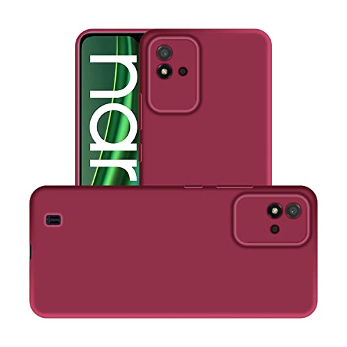 Image of Case Creation Liquid TPU Silicone Cover for Realme Narzo 50i Soft Case,Anti-Dirty Slim Case Frosted Matte Candy TPU Raised Bezel (Splash of Color) Back Case Cover for Realme Narzo 50i - Glamour Red