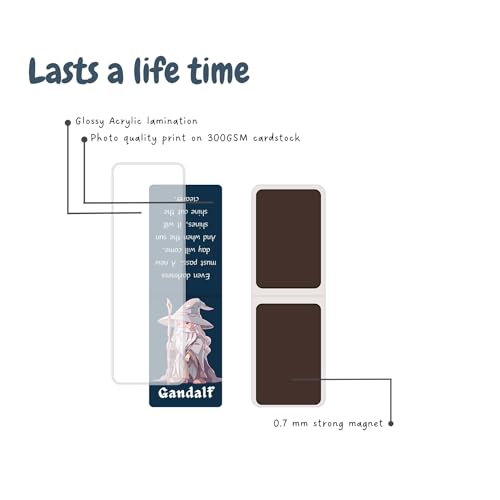 Image of Dia & Tia - 8 Elegant & Durable Themed Magnetic Bookmarks Set � Nature, Fantasy, Inspirational Quotes, and More | Perfect for Book Lovers, Students, and Gift Ideas (LOTR, Large - 5x15 cm)