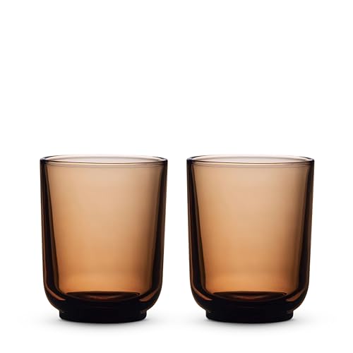 Fellow Verres à latte Pirch Tasses artisanales de 11 oz, lot de 2, verres à café compatibles lave-vaisselle pour boissons espresso et latte art – Ambré