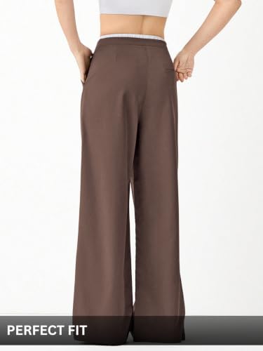 Image of Leriya Fashion Women High Waist Wide Leg Trousers | Summer Stretch Poly Lycra Palazzo Pants | Casual, Office & College Outfits | Flared Korean Style | Available in Sizes 28 to 38