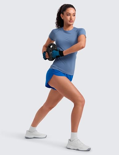 Image of CRZ YOGA Seamless T-Shirt Hip Length | Training, Chafe-Free, Slim Fit, Raglan Sleeves, Mesh Vents, Workout, Short Sleeve Tops for Women