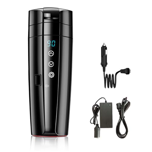 Mulcort Car Heating Cup, 12V/24V 400mL Stainless Steel Heated Travel Mug Car Use Smart Temperature Control Electric Kettle for Coffee Tea Milk