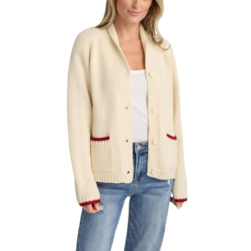 Image of Women Lobster Cardigan Sweater Y2k Long Sleeve Button Down Chunky Knit Top Shirt Fall Winter Jacket Coats (Red, L)