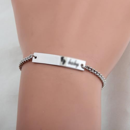 Image of WUSUANED Sn&Daughe&Mommy Bracelet Baptism Bracelet Mom Family Bar Bracelet Set Gift for New Mom&Newborn