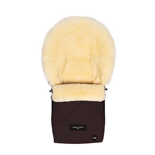 WERNER CHRIST Baby Sheepskin footmuff Oslo Luxe for carrycot - Winter footmuff Made of Medical Fur (from 0 to 6 Months) for carrycot, Infant Carrier, Stroller, in Chocolate (Brown)
