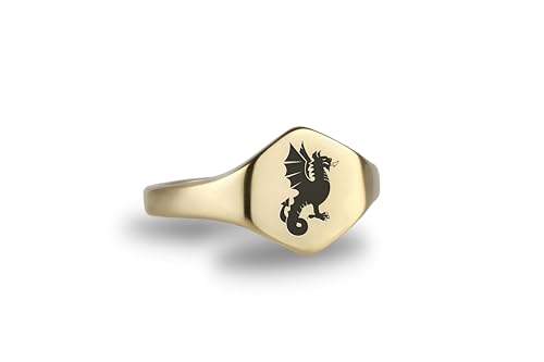 Bague chevalière dragon en or 14k forgée à la main style héraldique - 5