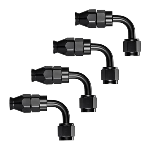 Image of EVIL ENERGY 4AN PTFE Hose End Fitting 90 Degree Black for PTFE Hose Only 4PCS
