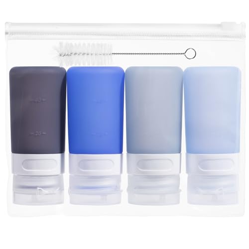 MICEBAY 4er-Pack Spritzflaschen für Gewürze, kleine Silikon-Soßenflaschen, passend für wiederverwendbare Sandwichbeutel, auslaufsichere Ölflaschen für die Küche, Bento-Lunchboxen, Grillpartys, Sirup