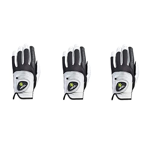 Hirzl Trust Control 2.0 – Men's All-Weather Golf Glove (White/Black) | Kangaroo Leather Palm | Cabretta Leather Backhand | Trusted By Pro’s, Cadet Extra Large, Worn On Left Hand (Pack Of 3) #TOP16