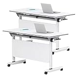 Design mobile : table de conférence pliable avec design pliable qui vous permet d'emboîter les tables ensemble pour un pliage et un rangement peu encombrants ; offre une mobilité sans effort avec 4 roulettes pivotantes et verrouillable pour une utilisation polyvalente.