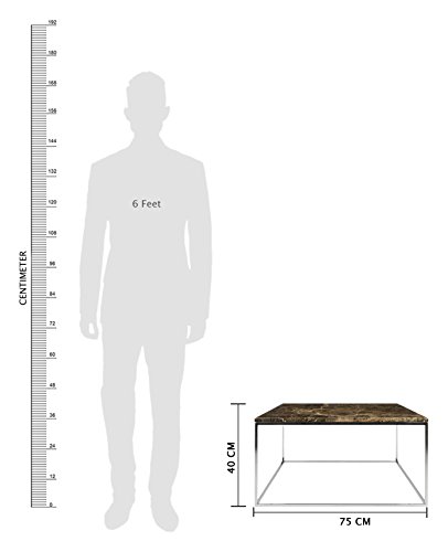 Image of APRODZ Stainless Steel Perlite Square Granite Top Coffee Table for Living Room | Center Table for Home | Brown Granite