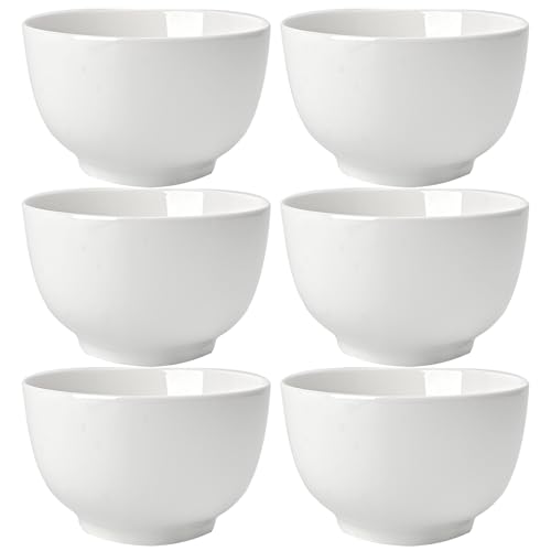ALLUSEIT Soup Bowl Cereal Bowls, 28oz | 850ml Bone Porcelain Deep Bowl Set of 6 for Salad, Dessert, Snack, Rice, Ramen etc. Dishwasher & Microwave Safe, White Ceramic, Φ6inch | 15.2cm