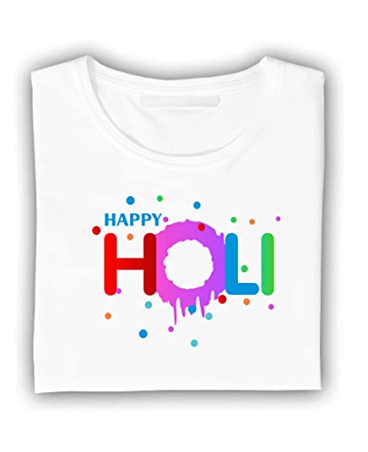 Image of Decor Production Men's /Women's Regular Fit -Colourful - Holi Tshirt Shirt for Men /Women Printed Round Neck Tshirt || Mens /Womens Tshirts Polycotton Half Sleeve