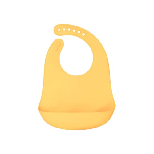 Image of Kids Station Silicone Baby Bib for Feeding & Weaning BPA Free, Soft Adjustable Neckline with Buttons, Washable & Reusable, Ideal for Babies & Toddlers 6 to 36 Months - Yellow