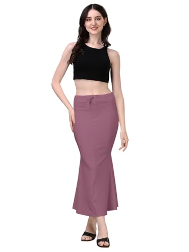 Image of Women's Saree Shapewear Petticoat, Cotton Blend Stretchable Mermaid Skirt, High Waist Tummy Control, Smooth Curve Fit with Adjustable Drawstring