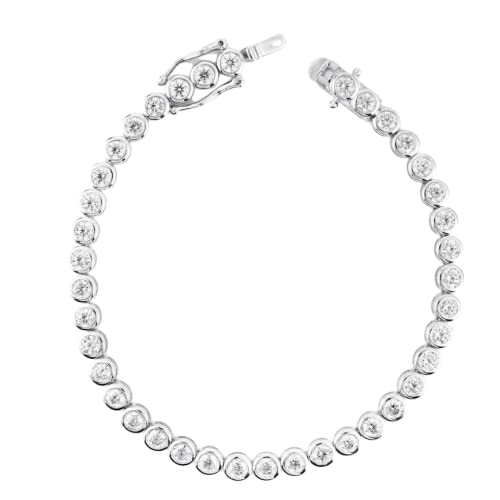 Twobirch Sterling Silver And Moissanite Bezel Set Tennis Bracelet (3Mm)(8 Inches) #TOP24
