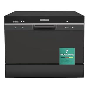 HEINRICHS tragbarer Mini Geschirrspüler, Spülmaschine, Tischgeschirrspüler mit 6,5L Wasserverbrauch, mit Wasseranschluss nutzbar, klein + freistehend für Büro, Camping/Wohnmobil, 7 Programme, 1380W