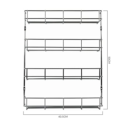 Image of andrew james 1 /2 /3 /4 /5 Spice Rack Organiser - No Assembly Needed | Chrome Hanging Spice Shelf for Inside Cupboard Door or Wall Mounted | Kitchen Organiser (4 Tier)