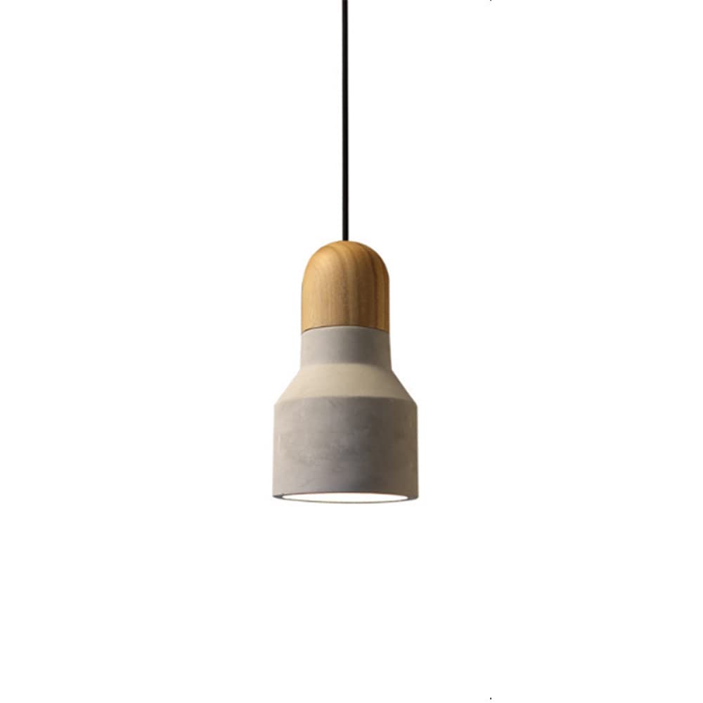 Lámpara de cemento creativa simple con detalles de madera noble E27