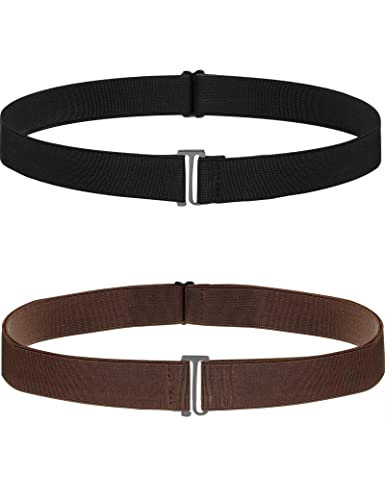 Kiench Women's Elastic No Show Belts with Flat Buckle Invisible Web Belts for Jeans Pants Dress