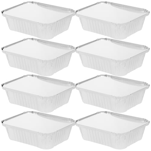 CIYODO 50個 使い捨てアルミホイルボックス 蓋付き 耐熱クッキングトレイ 業務用お弁当箱 電子レンジ エアフライヤー対応 多用途調理用食品