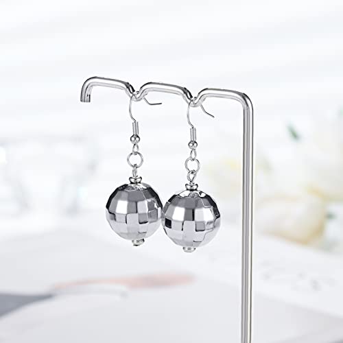 Disco Ball Earrings for Women Silver Gold Disco Mirrorball Earrings Perfect for 70s outfits Dance Party Costume Accessories2